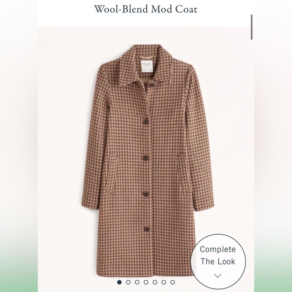 Abercrombie & Fitch Tan Houndstooth Jacket medium wool blend mod